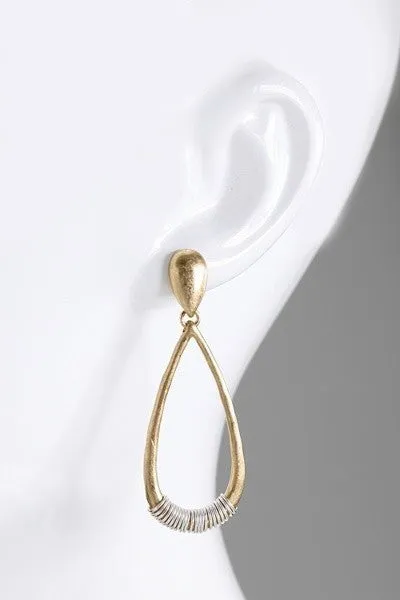 Wire Wrap Gold Accent Drop Earrings